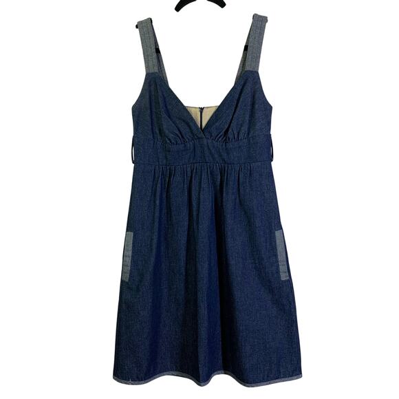 VOOM JOY HAN Dress Small‎ Chambray Empire Waist Front Pockets Vintage 90's Y2K - Picture 1 of 14